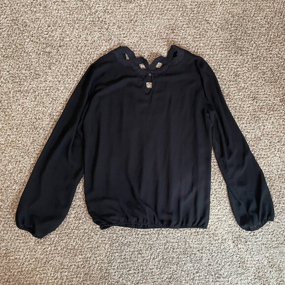 Vintage Size Large Max Studio Specialty Products black blouse with ornate trim - Picture 5 of 11